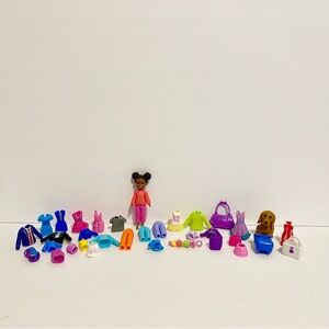 Polly Pocket Lot Doll Clothes Rubber Clothing Pants Top Dress Toy Bundle
